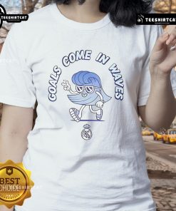 Real Madrid Ladies Tee featuring 'Nice Goals Come in Waves' design, perfect for fans of women's football and stylish apparel.