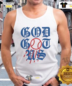 Stylish Nice God Got Us Los Angeles Dodgers tank top featuring team colors and logo, perfect for game day or casual wear.
