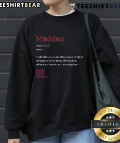 Stylish Nice Greg Maddux sweatshirt featuring a unique Maddux definition graphic, perfect for baseball fans and collectors.