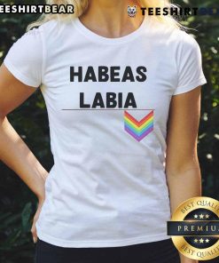 Nice Habeas Labia Pride Logo on a stylish ladies tee, celebrating LGBTQ+ pride and individuality in vibrant colors.