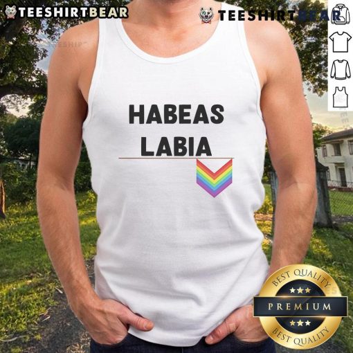 Nice Habeas Labia Pride logo tank top featuring vibrant colors and a bold design, perfect for LGBTQ+ celebrations.