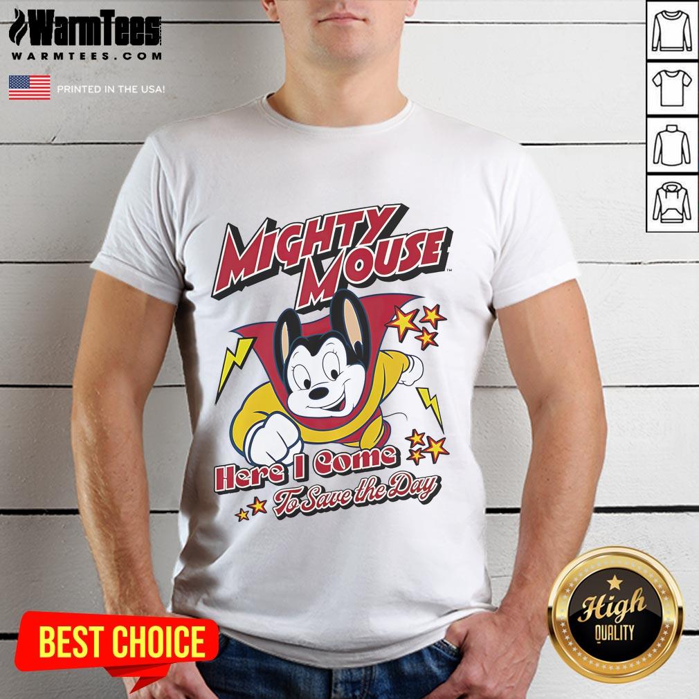 Nice Here I Come To Save The Day Mighty Mouse T Shirt Nice 'Here I Come To Save The Day' Mighty Mouse T-Shirt featuring the iconic cartoon character in vibrant colors.