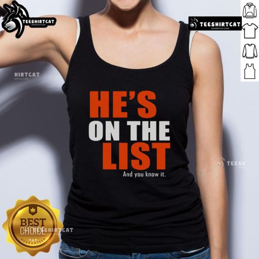 Stylish tank top featuring 'Nice, Hes On The List And You Know It' graphic, perfect for casual wear and holiday parties.