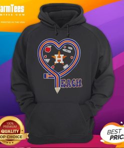 Cozy hoodie featuring a heart design for baseball fans, celebrating love for the Houston Astros and teaching.