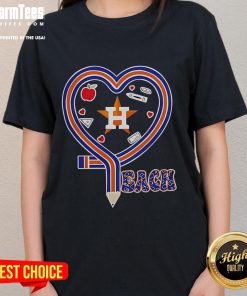 Nice Houston Astros baseball tee featuring a heart and pencil design, perfect for ladies who love baseball.