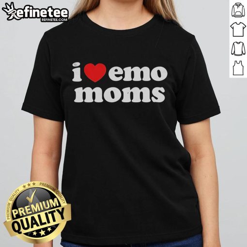 Nice I Heart Emo Moms Ladies Tee in black featuring a stylish graphic design for emo mom fans.