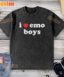 Nice I Love Emo Boys washed t-shirt featuring a trendy design, perfect for casual wear and emo fashion enthusiasts.