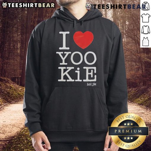 Stylish 'Nice I Love Yookie Lol JK Hoodie' in vibrant colors, perfect for fans of playful and trendy streetwear fashion.