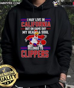Alt Text: Cozy hoodie with My Heart and Soul Belongs to the Los Angeles Clippers design, perfect for game day in California.
