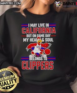 Cozy sweatshirt featuring 'My Heart and Soul Belongs to the Los Angeles Clippers' design, perfect for game day fans.