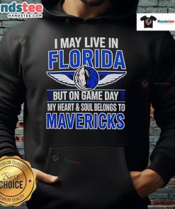 Cozy hoodie featuring 'I May Live In Florida, But My Heart Belongs To The Dallas Mavericks' design, perfect for game day.