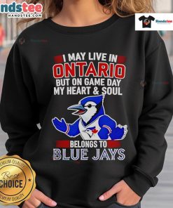 Cozy sweatshirt featuring 'My Heart And Soul Belongs To The Toronto Blue Jays' design, perfect for game day in Ontario.