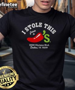 Alt Text: Nice I Stole This From A Chili's T-Shirt featuring a playful graphic design and bold text, perfect for casual wear.