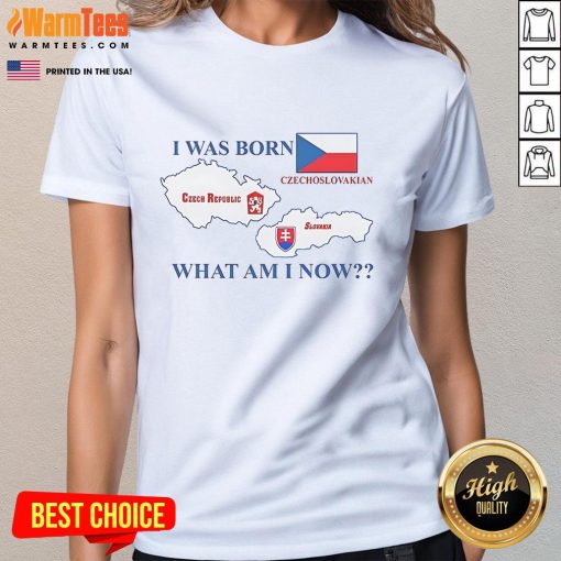 Czechoslovakian ladies tee shirt featuring 'Nice, I Was Born Czech Republic' design, perfect for proud Slovak heritage.