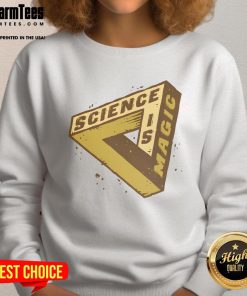Alt Text: Nice Impossible Science is Magic optical illusion sweatshirt featuring vibrant colors and a unique design.