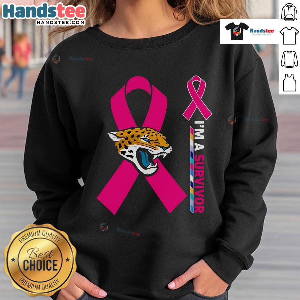 Nice Jacksonville Jaguars X Cancer Awareness I'M A Survivor Sweatshirt Alt Text: Jacksonville Jaguars X Cancer Awareness 'I'm A Survivor' Sweatshirt featuring team colors and supportive design.