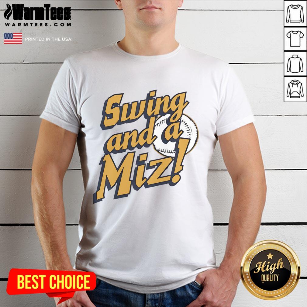 Nice Jacob Misiorowski Milwaukee Brewers Swing And A Miz T Shirt Alt Text: Jacob Misiorowski of the Milwaukee Brewers swings with a Miz T-shirt, showcasing his baseball skills on the field.