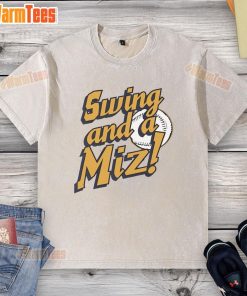 Jacob Misiorowski of the Milwaukee Brewers swings while wearing a Miz washed t-shirt during a game.