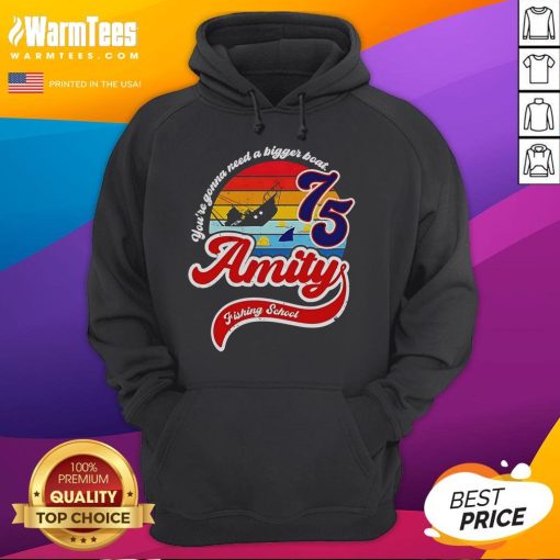 Alt Text: Nice Jaws Amity Island Fishing School hoodie with 'You're Gonna Need A Bigger Boat' design, perfect for movie fans.