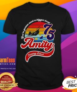 Alt Text: Nice Jaws Amity Island Fishing School T-shirt featuring 'You're Gonna Need A Bigger Boat' graphic design