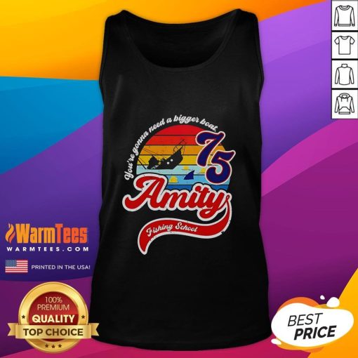 Nice Jaws Amity Island Fishing School tank top featuring 'You're Gonna Need A Bigger Boat' design, perfect for fans.