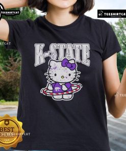Alt Text: Ladies' K-State Wildcats Hello Kitty tee featuring vibrant graphics, perfect for fans and casual wear.