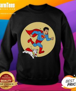 Nice Kal-El and Krypto sweatshirt featuring The Adventures of Tintin theme, perfect for comic and superhero fans.