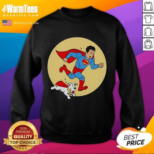 Nice Kal-El and Krypto sweatshirt featuring The Adventures of Tintin theme, perfect for comic and superhero fans.