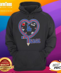 Cozy hoodie featuring a heart design and Dodgers logo, perfect for baseball lovers and teaching enthusiasts.
