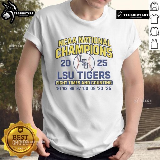 Alt Text: Nice LSU Tigers 2025 NCAA Champions T-shirt celebrating eight championship wins and counting, perfect for fans.