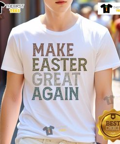 Nice Make Easter Great Again T-Shirt featuring a colorful design and playful text for festive celebrations.