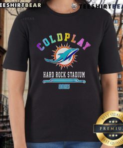 Nice Miami Dolphins X Coldplay Special Edition 2025 Ladies Tee, featuring vibrant team colors and stylish design.