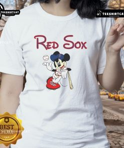 Nice Mickey Boston Sox red baseball ladies tee featuring a stylish design for fans and casual wear.