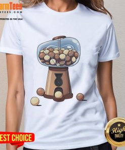 Nice Monke Gum Ball Machine Ladies Tee featuring a colorful gumball design, perfect for playful casual outfits.