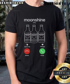 Nice Moonshine Phone Call Shirt featuring 'Decline Or Accept' graphic, perfect for casual wear and moonshine enthusiasts.
