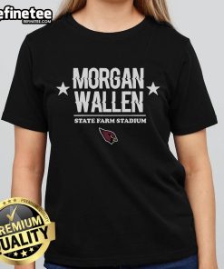 Alt Text: Morgan Wallen Arizona Cardinals 2025 concert tee at State Farm Stadium for 'I'm The Problem' Tour, stylish ladies design.