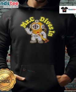 Alt Text: Nice Mr. C wearing a fun rubber chicken hoodie, smiling and ready for a playful day of adventures.