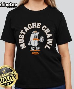 Nice Mustache Crawl 2025 Hotdog Ladies Tee featuring a fun design perfect for mustache-themed events and casual wear.