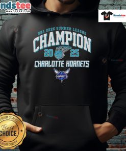 2025 Charlotte Hornets hoodie celebrating Nice NBA 2K26 Summer League Champions, featuring team colors and logo.