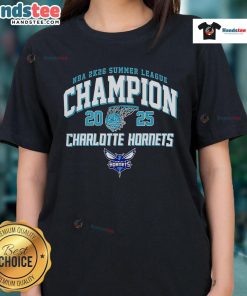 Charlotte Hornets Ladies Tee celebrating NBA 2K26 Summer League Champions 2025, showcasing team pride and style.
