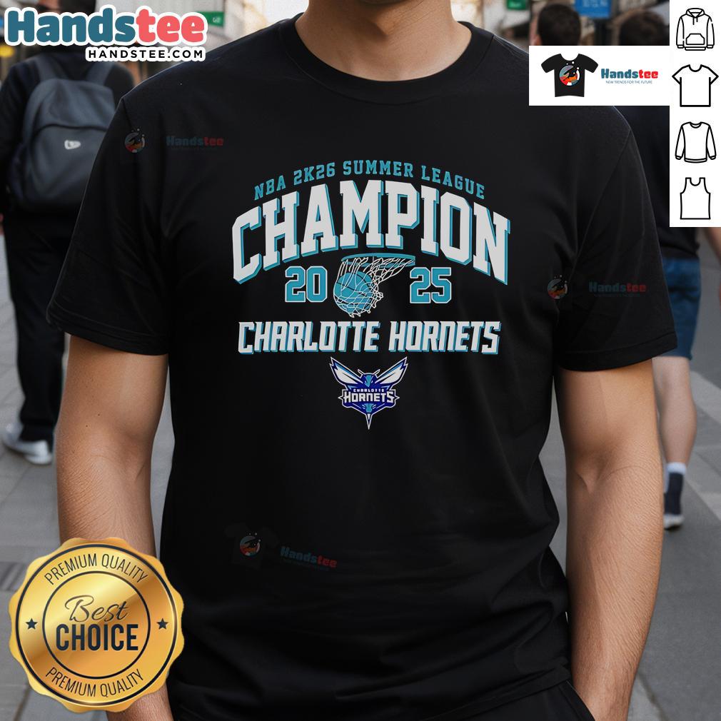 Nice Nba 2K26 Summer League Champions 2025 Charlotte Hornets T Shirt Charlotte Hornets NBA 2K26 Summer League Champions 2025 T-Shirt featuring vibrant team colors and logo design.