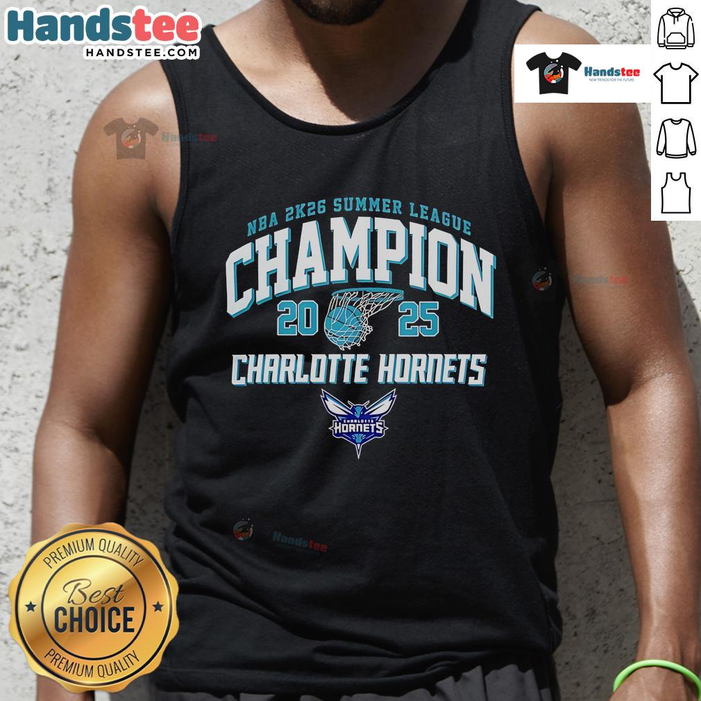 Nice Nba 2K26 Summer League Champions 2025 Charlotte Hornets Tank Top Charlotte Hornets tank top celebrating 2025 NBA 2K26 Summer League Champions, stylish sports apparel for fans.
