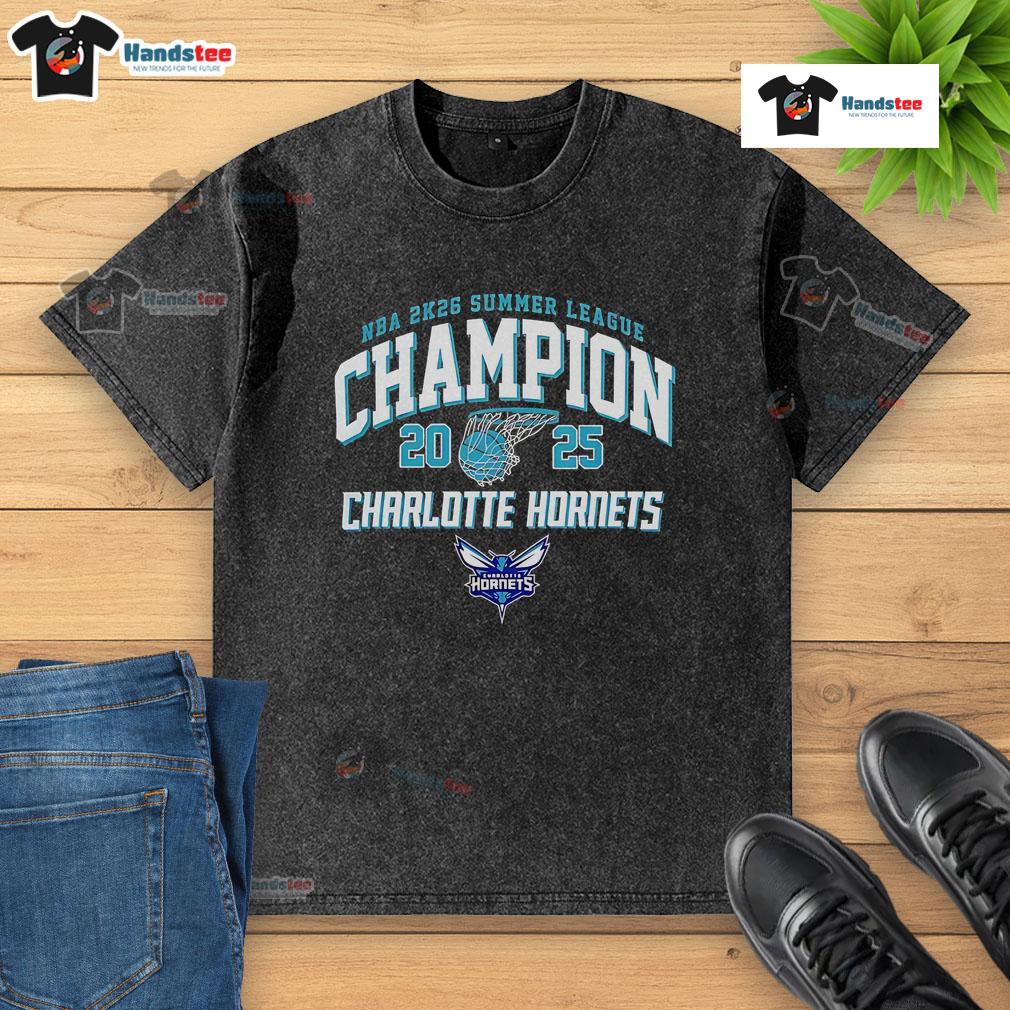 Nice Nba 2K26 Summer League Champions 2025 Charlotte Hornets Washed T Shirt 2025 Charlotte Hornets Summer League Champions washed t-shirt featuring NBA 2K26 logo, perfect for fans.