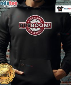 Alt Text: Nice Nebraska Volleyball Bus Boom Hoodie featuring vibrant team colors and logo, perfect for fans and players.