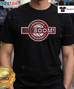 Nice Nebraska Volleyball Bus Boom T-Shirt featuring vibrant graphics and sporty design for volleyball fans.