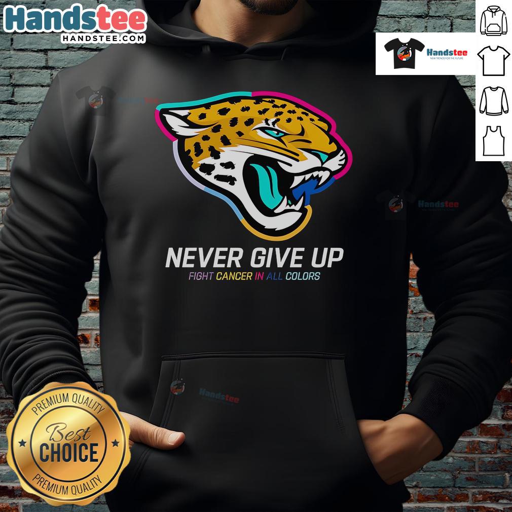 Nice Never Give Up Fight Cancer In All Colors Jacksonville Jaguars Hoodie Jacksonville Jaguars hoodie featuring 'Nice Never Give Up Fight Cancer' design in vibrant colors, promoting cancer awareness.