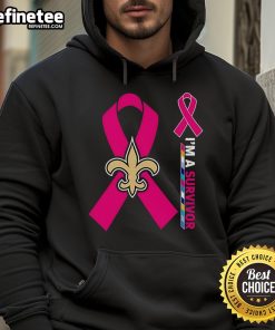 Nice New Orleans Saints X Cancer Awareness 'Im A Survivor' hoodie showcasing team spirit and support for cancer survivors.