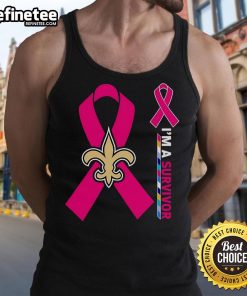 Nice New Orleans Saints X Cancer Awareness 'I'm A Survivor' Tank Top featuring vibrant colors and supportive design.
