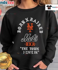 Stylish New York Mets sweatshirt featuring 'Raised In New York' design, perfect for fans and casual wear.