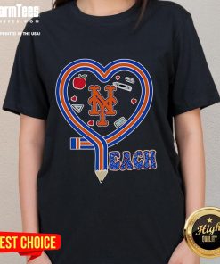 Nice New York Mets Teach Love Teaching Ladies Tee in vibrant blue, perfect for passionate Mets fans and educators alike.